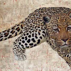 Leopard #1, oil and gold leaf on canvas, 80cm by 100cm, (2011).
