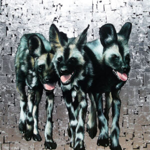 The Terrible Trio, oil and silver leaf on canvas, 50cm by 40cm, (2011)